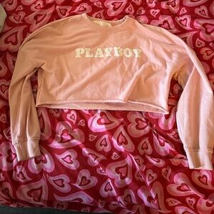 Misguided playboy crop long sleeve sweatshirt